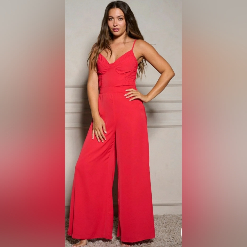 Chicways Sleeveless Bustier Top Wide Leg Jumpsuit Various Sizes NWT!